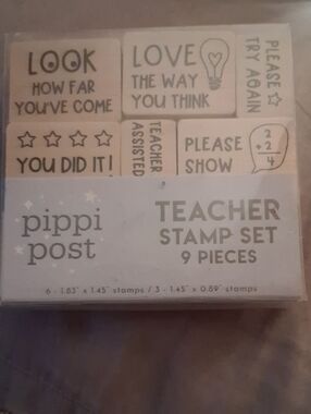 NIB! Pippi Post Teacher Stamp Set-9pcs